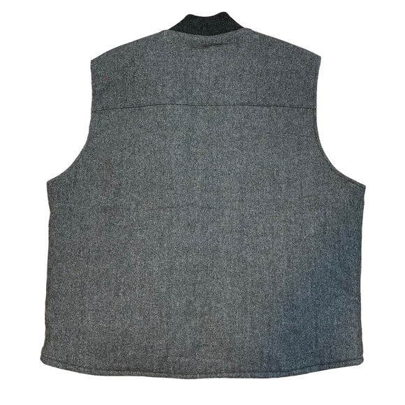 Woolrich Bear Claw Black Gray Wool  Zip Front Vest Jacket Quilted Lining Sz XXL - Picture 4 of 11